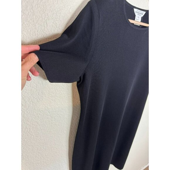 Exclusively MISOOK Dress Size Large Petite Black Short Sleeve Pullover Career - Picture 2 of 7